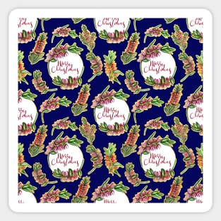 Australian Native Flowers Christmas Pattern Sticker